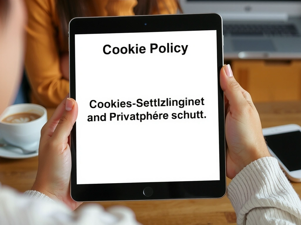 Person, die auf einem Tablet Cookies-Einstellungen verwaltet und Privatsphäre schützt.