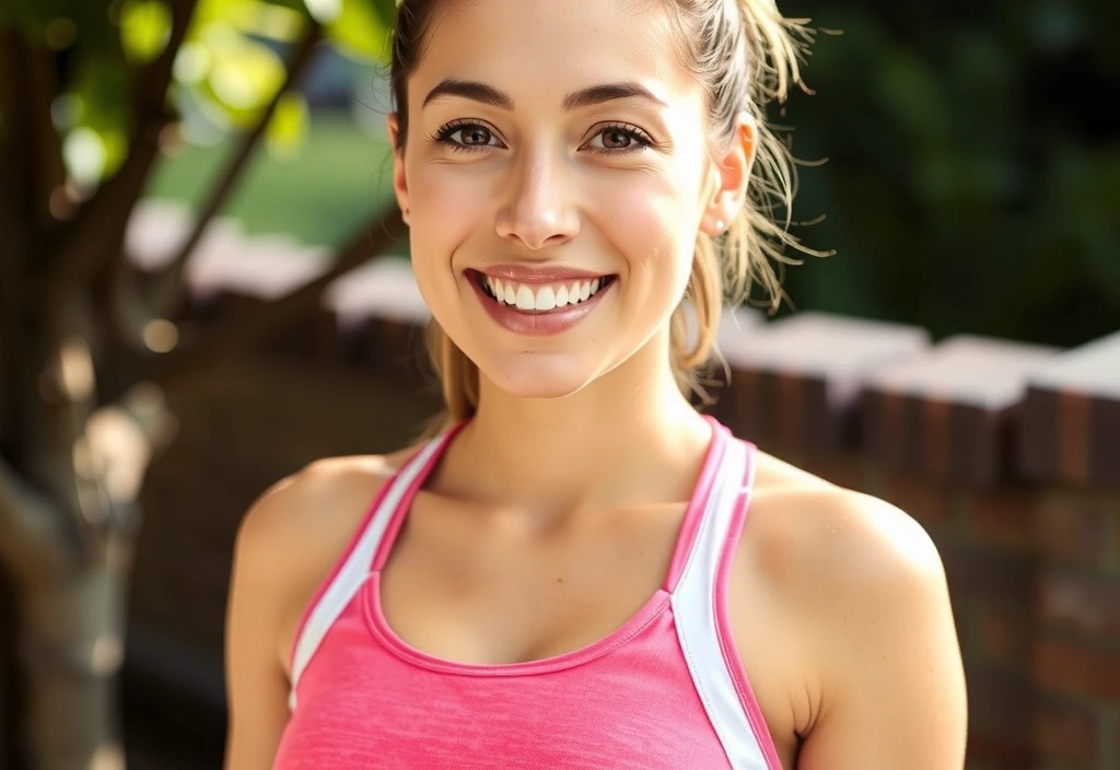 Frau nach erfolgreicher Gewichtsabnahme, strahlend und energiegeladen